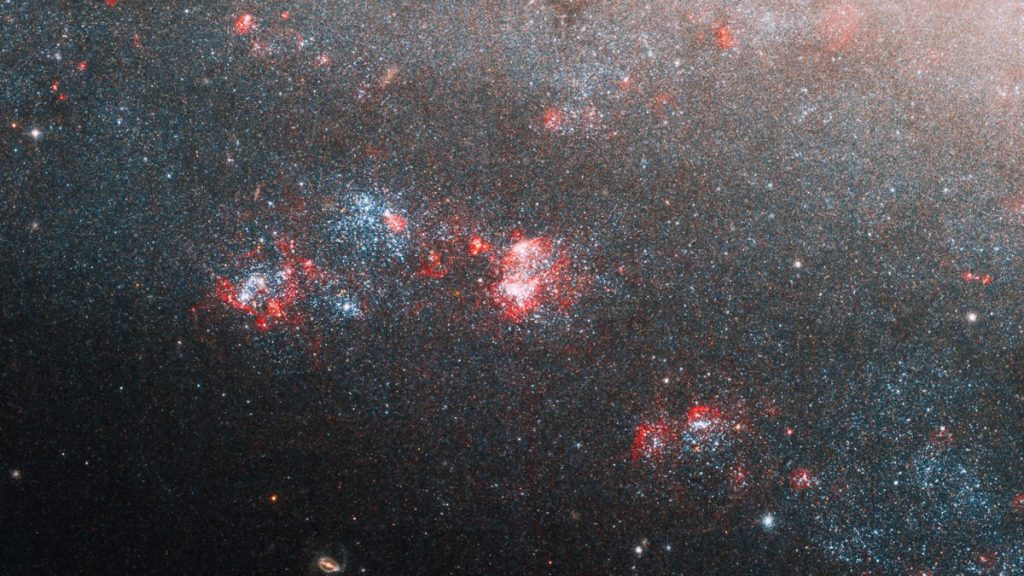 Il telescopio Hubble guarda in profondità nella cruna dell'ago in questa immagine della galassia a spirale nana