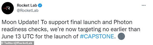 Rocket Lab ha dichiarato su Twitter questa settimana che è necessario più tempo per supportare il lancio finale e i controlli di prontezza dei fotoni.