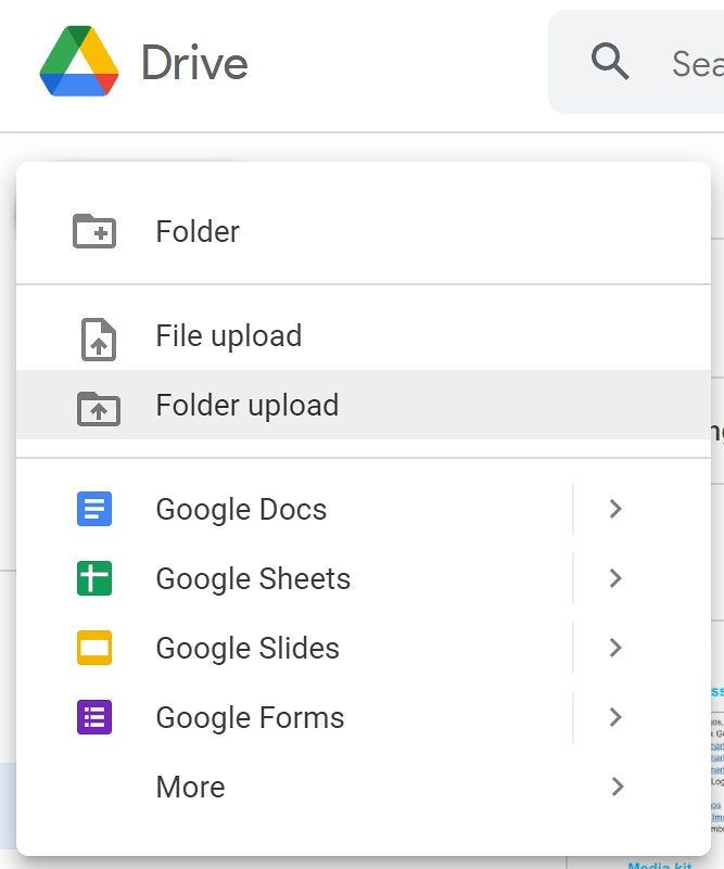 In Google Drive, puoi caricare i tuoi file e dati premendo il pulsante 