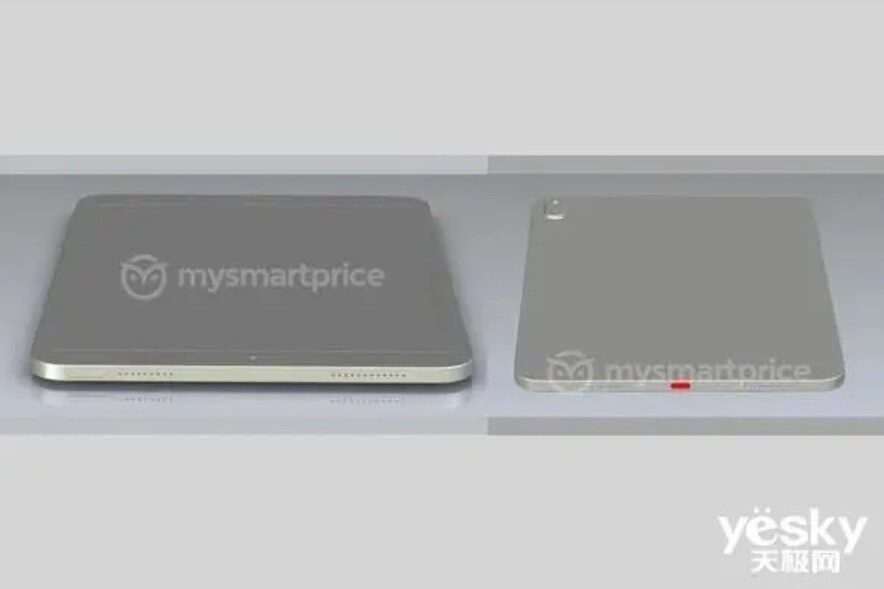 Il rendering dell'iPad 10 mostra la porta di ricarica USB-C nella parte inferiore del tablet Il rendering dell'iPad 10 mostra le modifiche al tablet entry-level