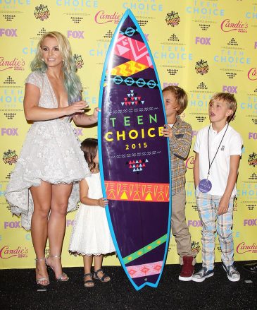 Britney Spears, Jayden James Federline, Sean Federline e sua nipote Lexi Teen Choice Awards, sala stampa, Los Angeles, Stati Uniti d'America - 16 agosto 2015