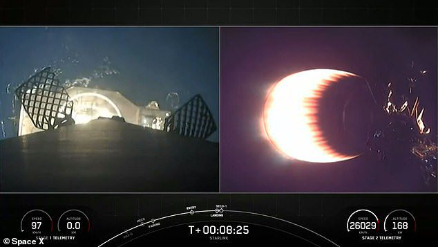 Space X ha condiviso il filmato su Twitter dell'atterraggio del lancio della prima fase una volta raggiunta l'orbita