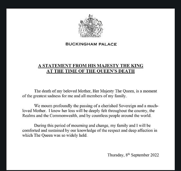 Dichiarazione: il re Carlo III ha rilasciato questa commovente dichiarazione in risposta alla morte della sua 