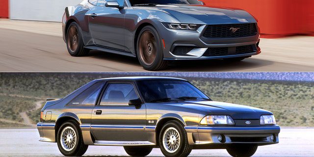 La Mustang V-8 del 2024 condivide la sua cilindrata di 5,0 litri con Fox Body.