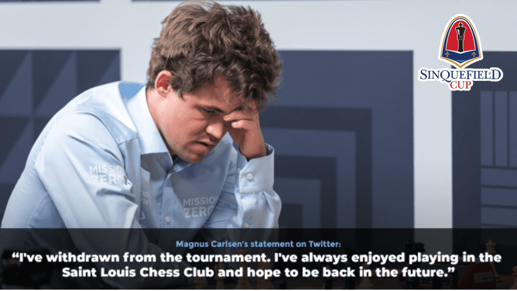 Magnus Carlsen si ritira dalla Sinkfield Cup