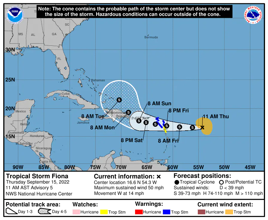 Si sta formando la tempesta tropicale Fiona, che presto colpirà le Piccole Antille, Porto Rico