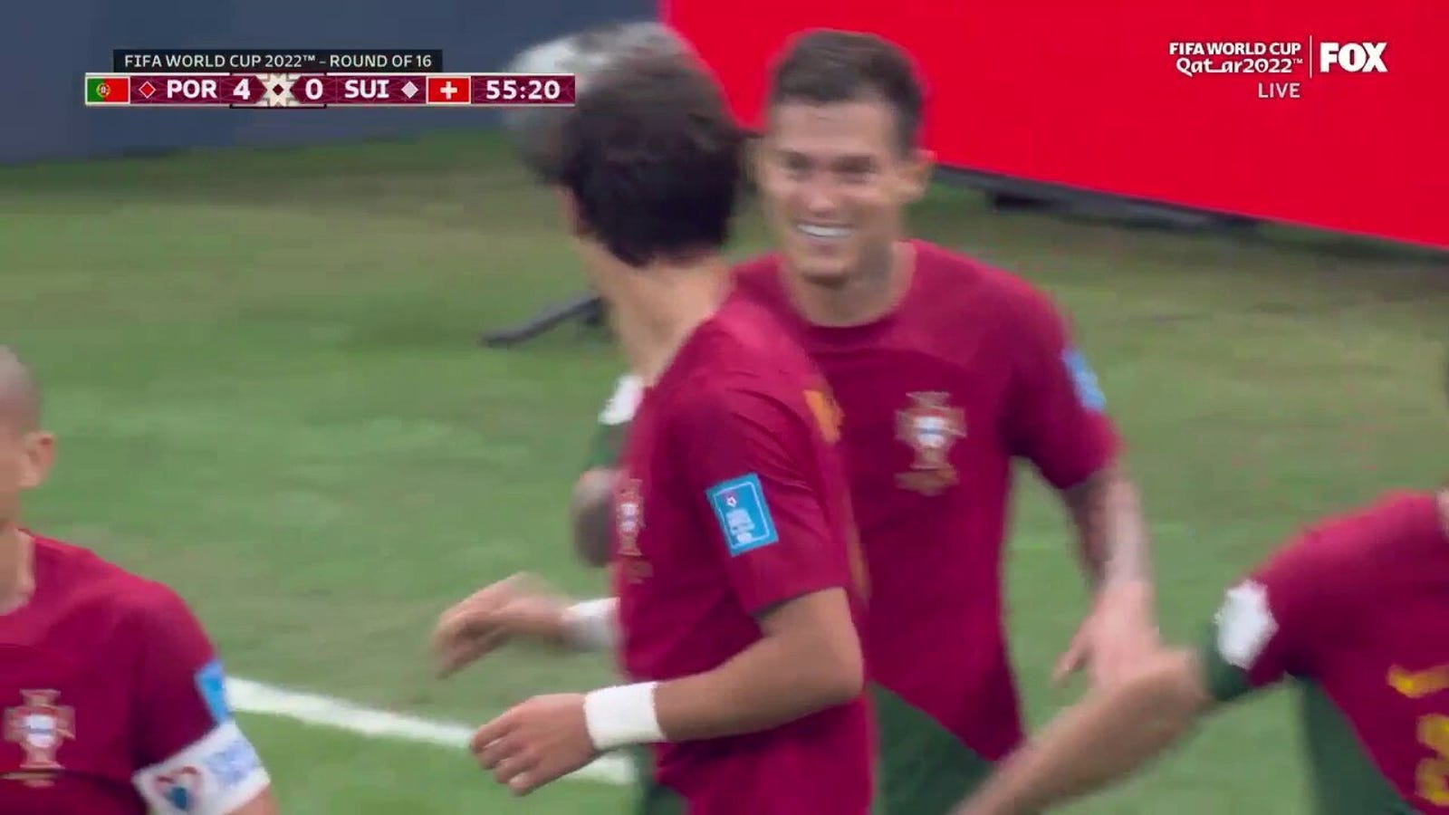 Il portoghese Rafael Guerrero segna un gol contro la Svizzera al 55'